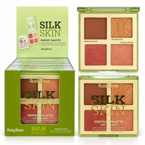 Paleta Deep Radiance Ruby Rose Silk Skin com blush, contorno e iluminadores