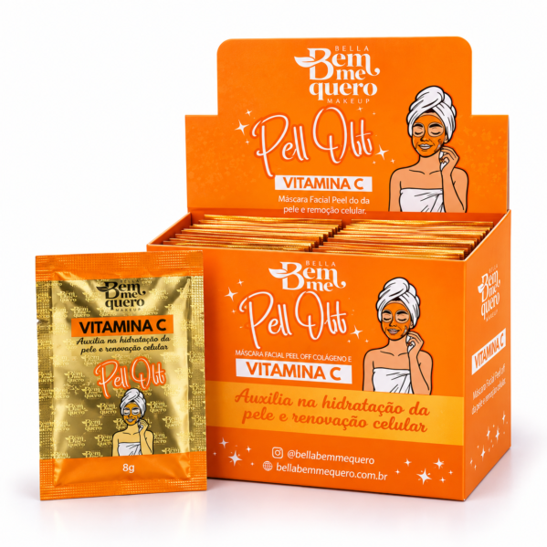 BOX C/ 50 UNIDADES – Máscara Facial Peel Off Vitamina C Bem Me Quero 8g